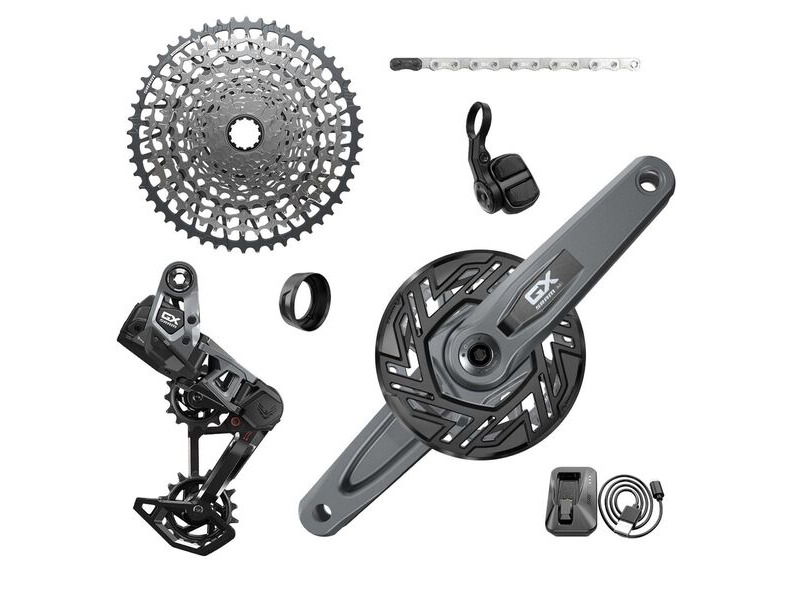 Sram Gx T-type Eagle E-mtb Transmission Axs Groupset (Rd W/Battery/Charger/Cord, Ec Pod, Fc Gx Bosch Isis 160 W/Cap, Cr T-type 36t,clip-on Guard, Cn 126l, Cs Xs-1275 10-52t): 160mm click to zoom image